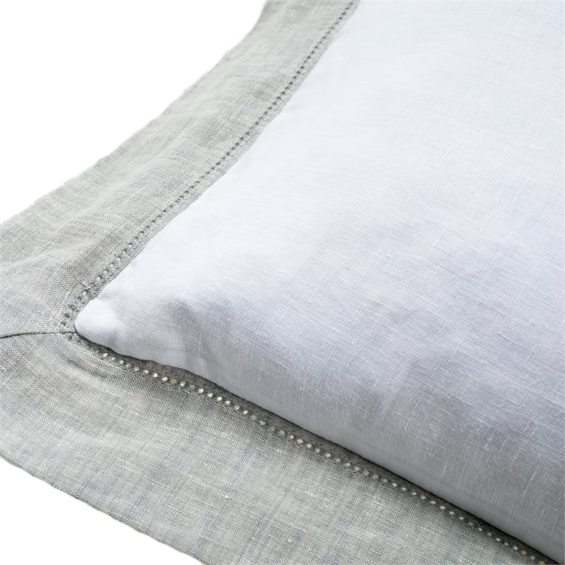 Michael Amini Atina 7-Piece Linen Fabric King Duvet Set in Gray