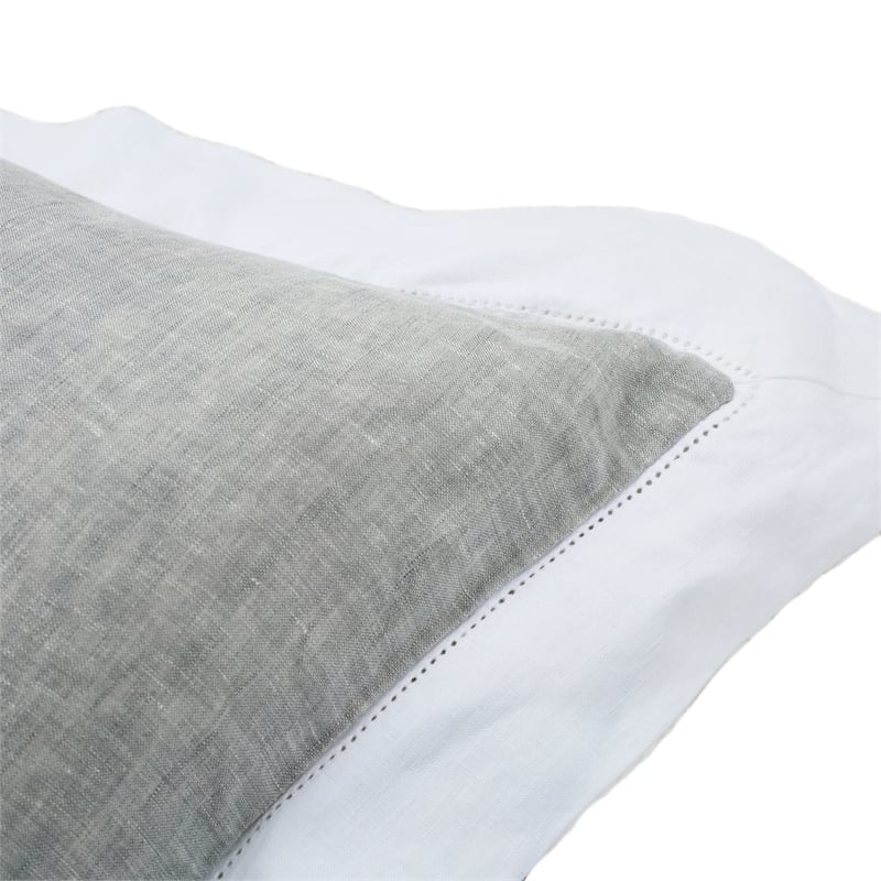 Michael Amini Atina 7-Piece Linen Fabric King Duvet Set in Gray