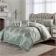 Michael Amini Regent 9-Piece Queen Velvet Comforter Set in Ice Blue/Silver