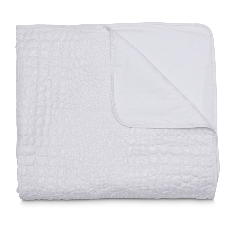Michael Amini Brilliance 3-piece Pebble Stitch Fabric King Duvet Set in White