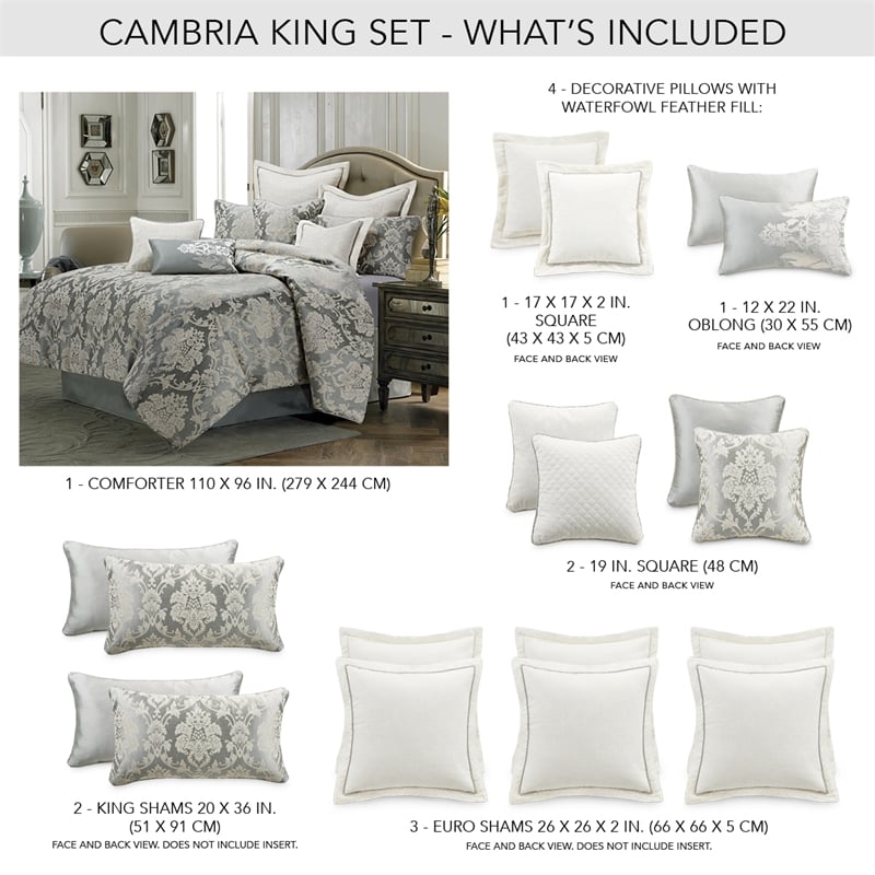 Michael Amini Cambria 10-piece Fabric King Comforter Set in Gray/Mineral