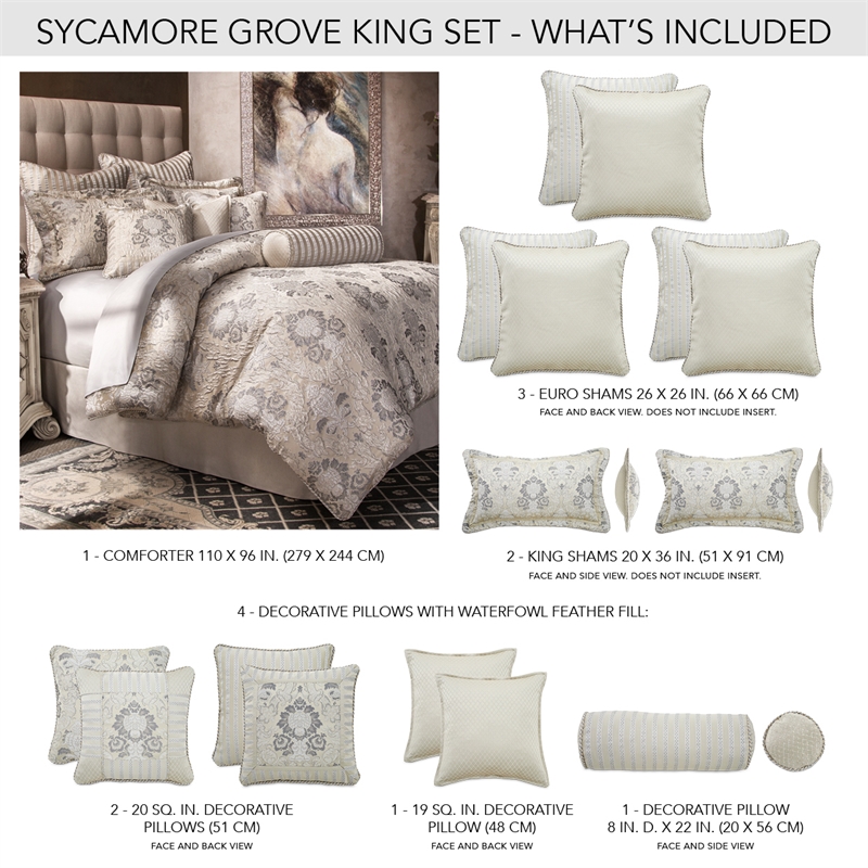 Michael Amini Sycamore Grove 10-piece Fabric King Comforter Set - Silver