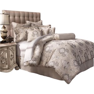 Michael Amini Sycamore Grove 10-piece Fabric King Comforter Set - Silver