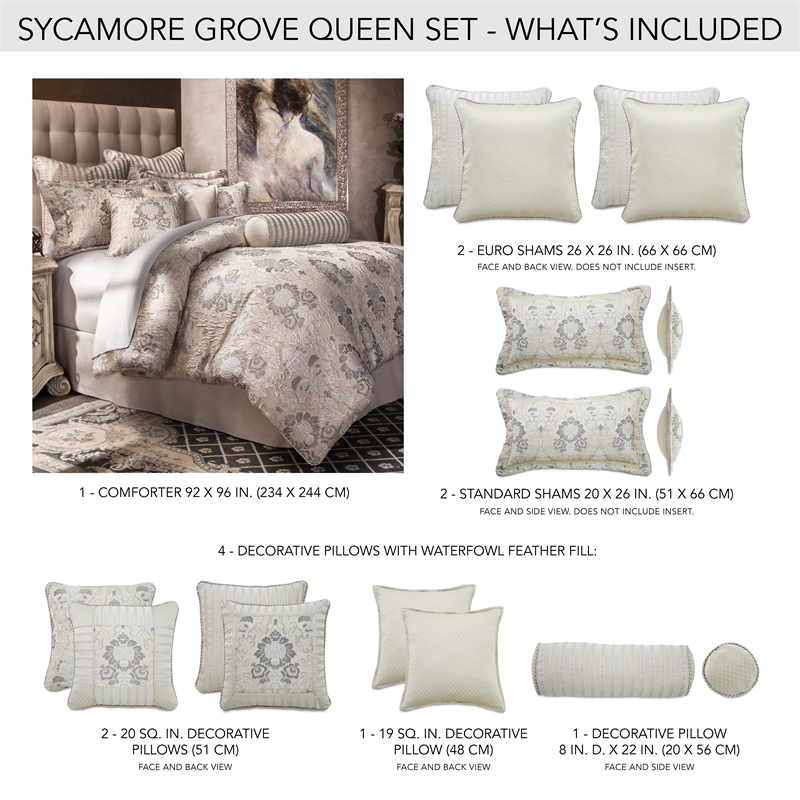 Michael Amini Sycamore Grove 9-Piece Queen Comforter Set - Silver