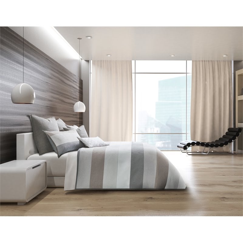 Michael Amini Ultra 7-piece Queen Cotton Duvet Set - Gray