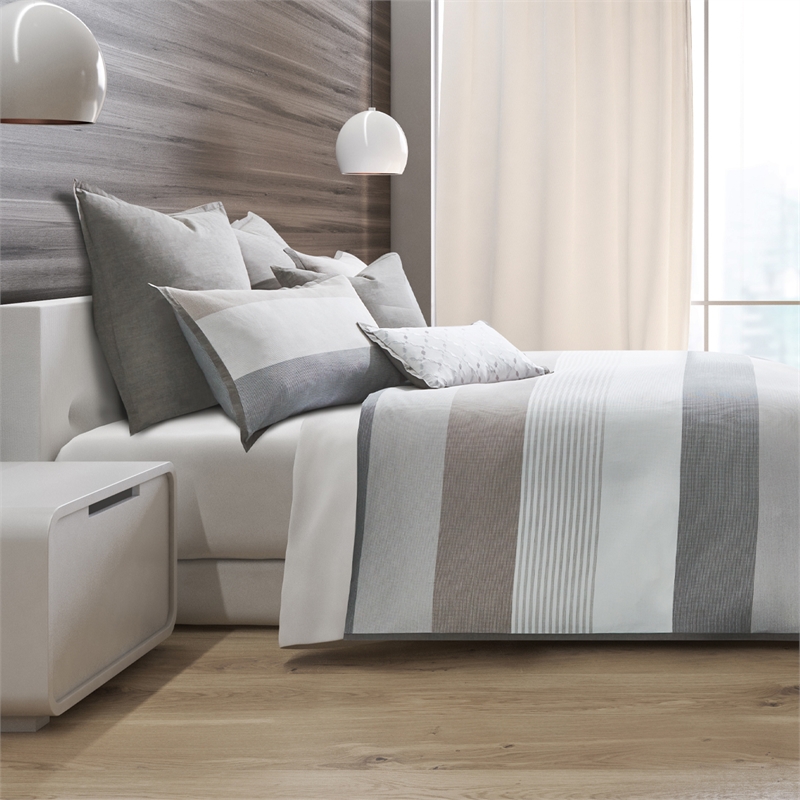 Michael Amini Ultra 7-piece Queen Cotton Duvet Set - Gray