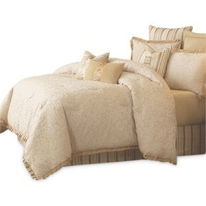 Michael Amini Carlton 10-piece Jacquard Fabric King Comforter Set in Ivory