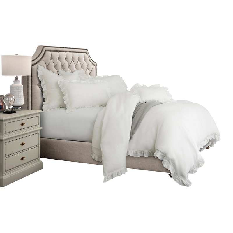 Michael Amini Cherry Hill 6-piece Belgium Linen Fabric Queen Duvet Set in White