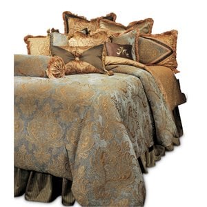 Michael Amini Elizabeth 12-piece Fabric Queen Comforter Set in Blue/Gold