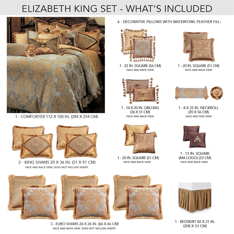 Michael Amini Elizabeth 13-piece Fabric King Comforter Set in Blue/Gold