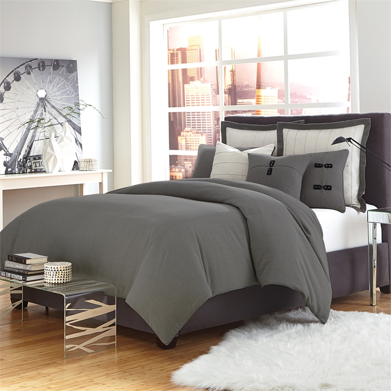 Michael Amini Fusion 8-Piece King Duvet Set in Gray