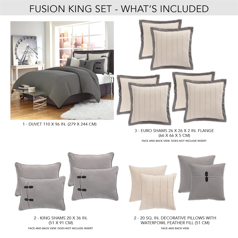 Michael Amini Fusion 8-Piece King Duvet Set in Gray