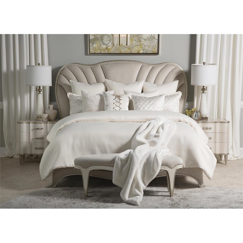 Michael Amini Hailey 9-piece Fabric Queen Comforter Set in Ivory/Natural