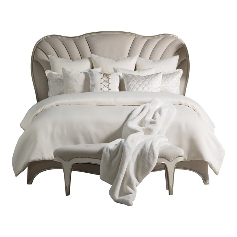 Michael Amini Hailey 9-piece Fabric Queen Comforter Set in Ivory/Natural