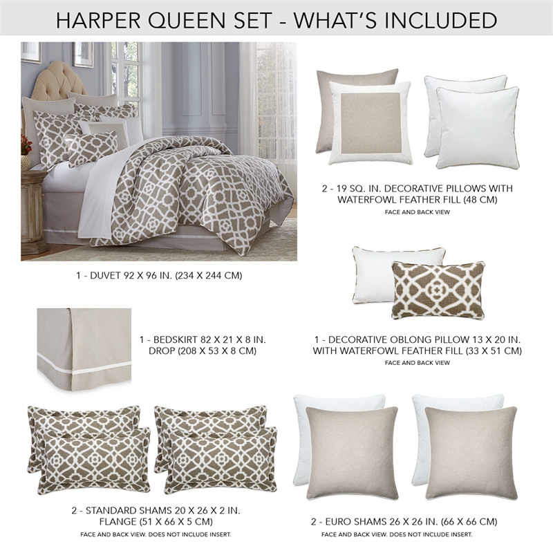 Michael Amini Harper 9-piece Geometric Cotton Queen Comforter Set in Natural