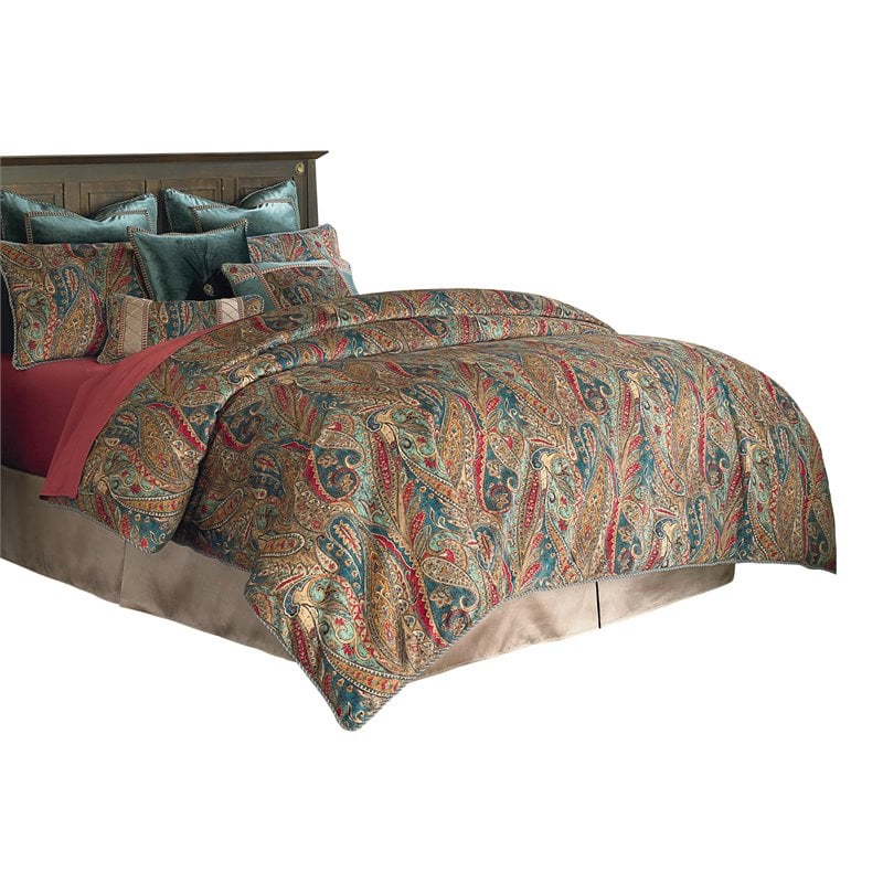 Michael Amini Madrid 4-piece Paisley Fabric Queen Comforter Set in Gold
