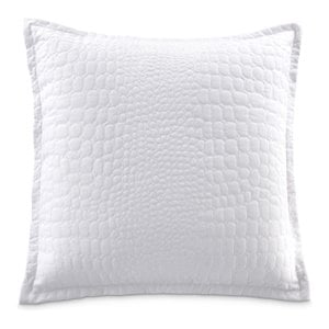 Michael Amini Brilliance 26&quot Metallic Printed Square Fabric Euro Shams in White