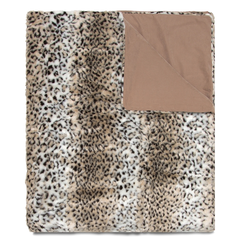 Michael Amini Kasbah 3-piece Plush Faux Fur Fabric King Duvet Set in Brown