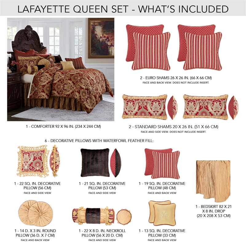 Michael Amini Lafayette 12-piece Fabric Queen Comforter Set in Red/Gold