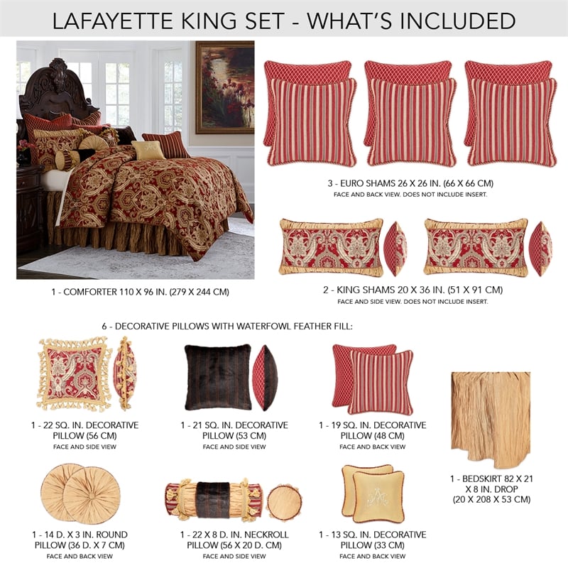 Michael Amini Lafayette 13-piece Fabric King Comforter Set in Red/Gold