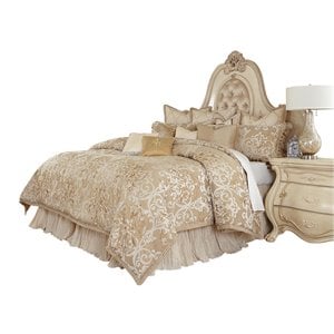 Michael Amini Luxembourg 13-piece Fabric King Comforter Set in Cream/Gold