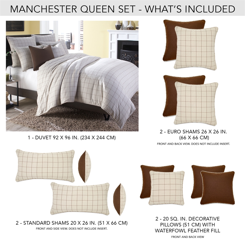 Michael Amini Manchester 7-Piece Queen Cotton & Linen Duvet Set in Cream