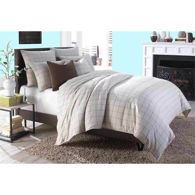 Michael Amini Manchester 8-Piece Cotton & Linen King Duvet Set in Cream