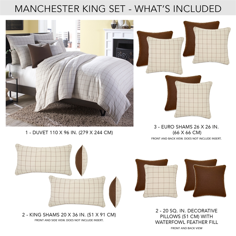 Michael Amini Manchester 8-Piece Cotton & Linen King Duvet Set in Cream