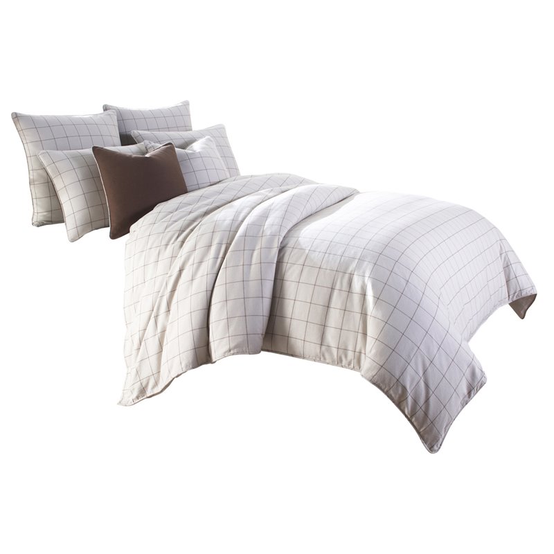 Michael Amini Manchester 8-Piece Cotton & Linen King Duvet Set in Cream