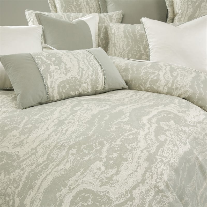 Michael Amini Marvel 9-piece Oversized Fabric Queen Duvet Set in Mist Green