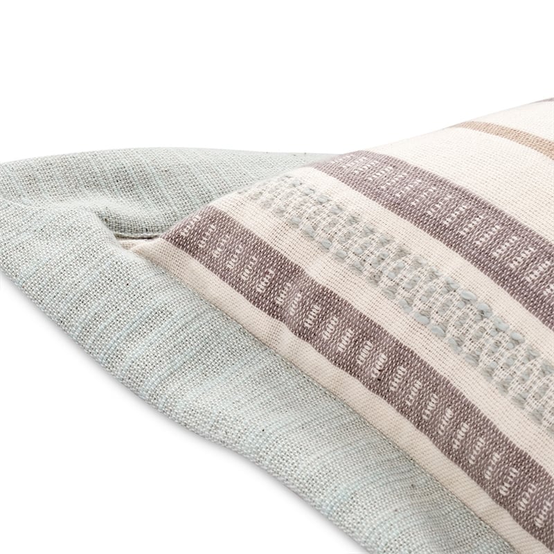Michael Amini Max 7-piece Stripe Design Cotton Queen Duvet Set in Natural/Blue