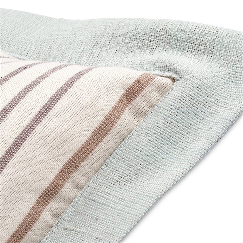 Michael Amini Max 7-piece Stripe Design Cotton Queen Duvet Set in Natural/Blue