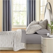 Michael Amini Messina 4-piece Embroidered Fabric King Quilt Set in Gray/Platinum