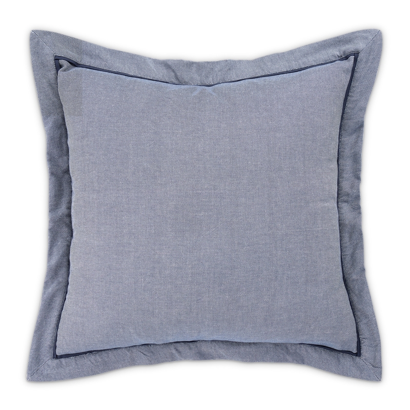 Michael Amini Mills 7-piece Oversized Cotton Queen Duvet Set in Denim Blue