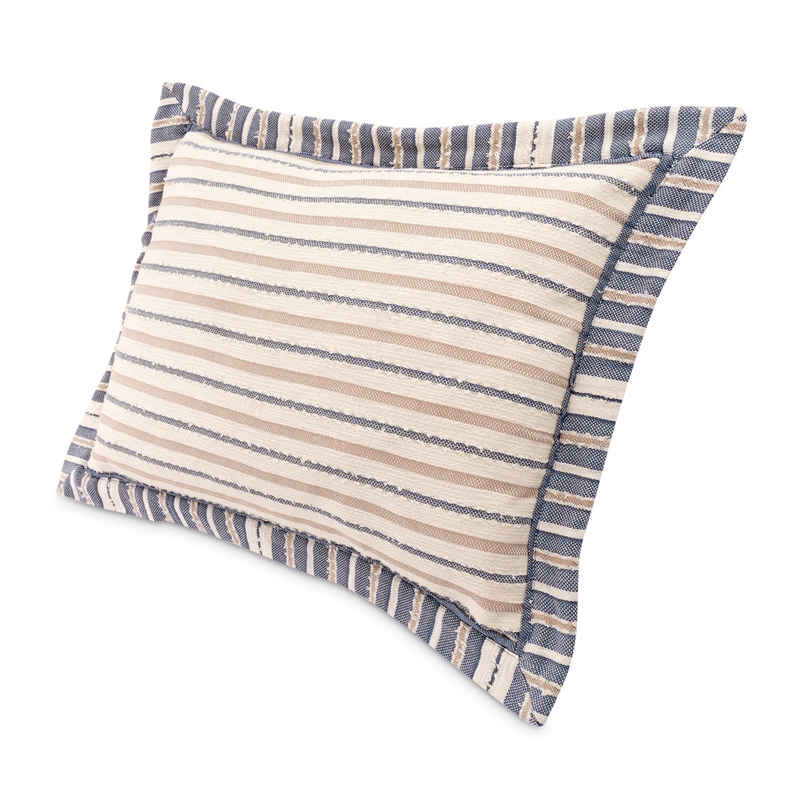 Michael Amini Mills 7-piece Oversized Cotton Queen Duvet Set in Denim Blue