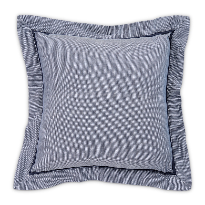 Michael Amini Mills 7-piece Oversized Cotton Queen Duvet Set in Denim Blue