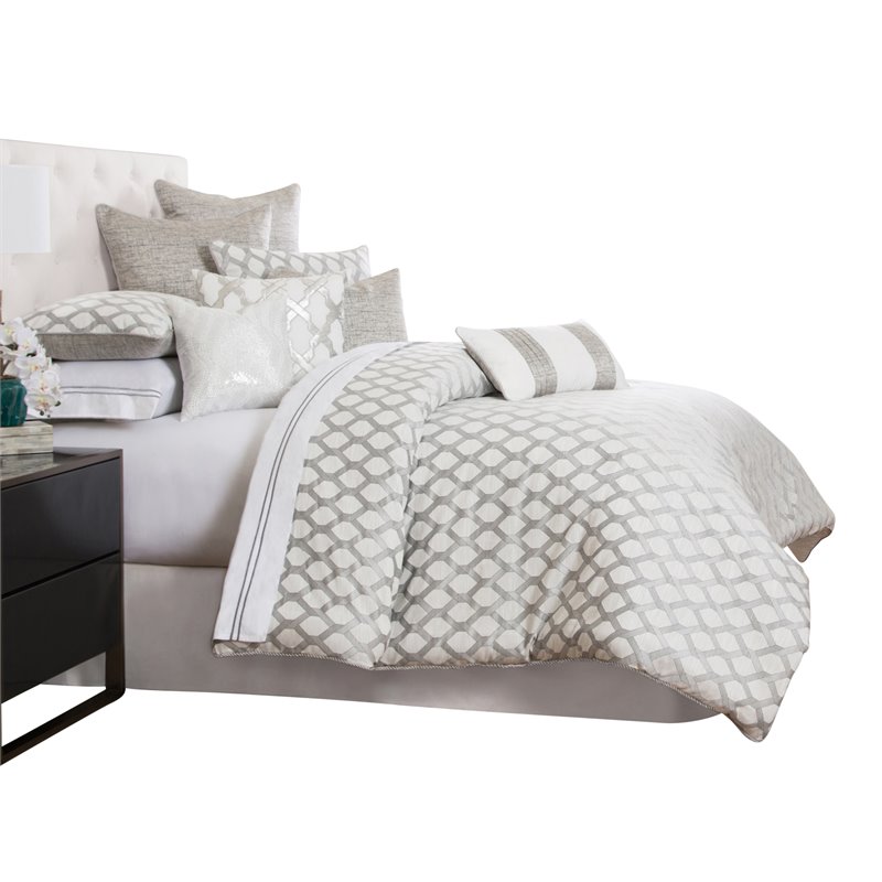 Michael Amini Newport 10-piece Fabric King Comforter Set in Gray/Platinum