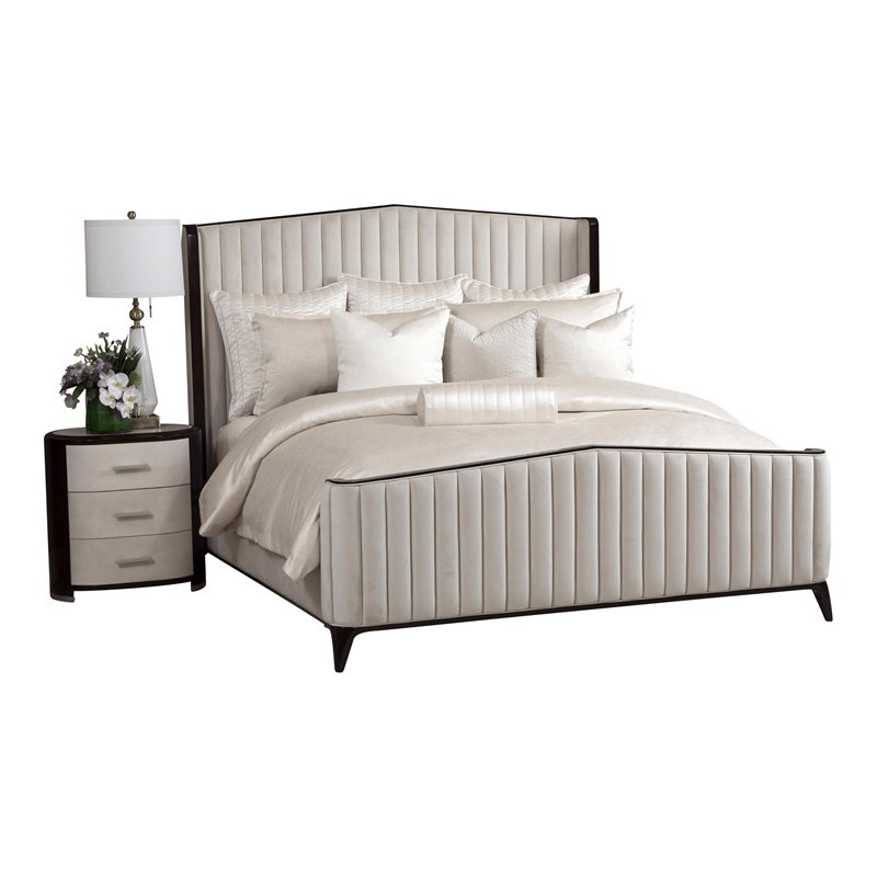 Michael Amini Oliver 9-piece Fabric Queen Comforter Set in Ivory/Gold Hint