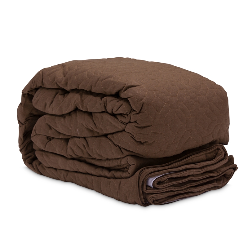 Michael Amini Leigh 3-piece Pebble Stitch Fabric King Duvet Set in Cocoa