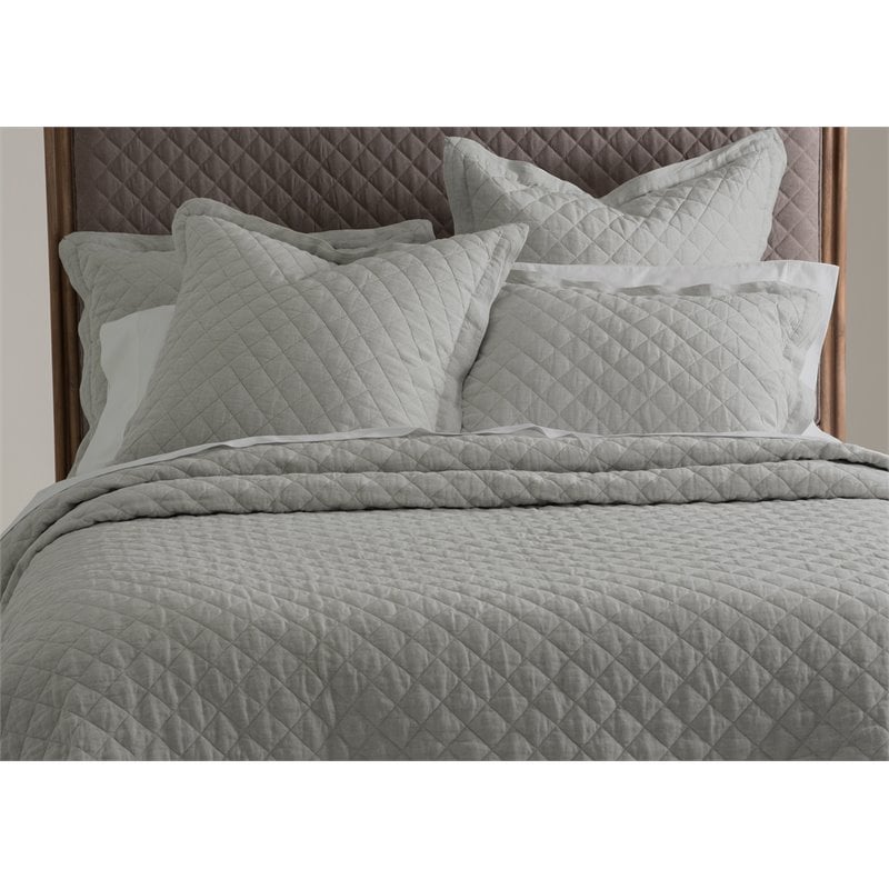 Michael Amini Oslo 6-piece Diamond Linen Fabric King Quilt Set in Gray