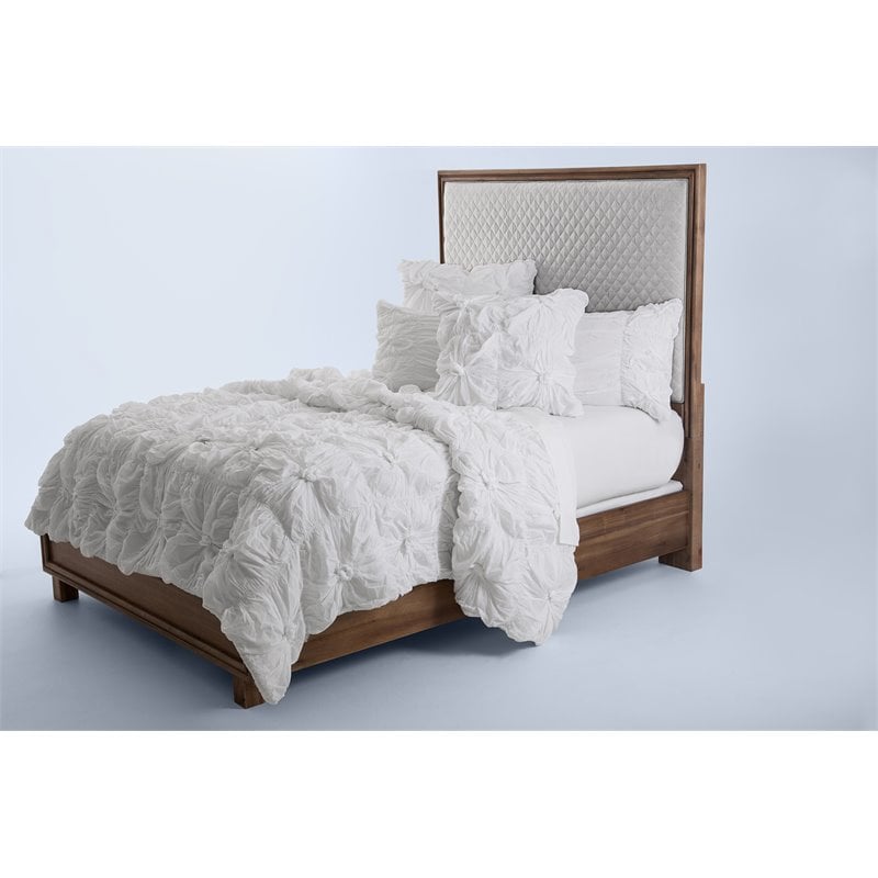 Michael Amini Savanna 2-piece Flower Cotton Twin Comforter Set in White