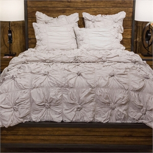 Michael Amini Savanna 5-piece Flower Cotton Queen Comforter Set in Stone