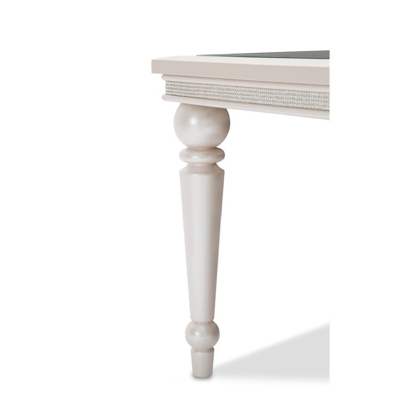 Michael Amini Glimmering Heights Contemporary Wood & Glass Dining Table in Ivory