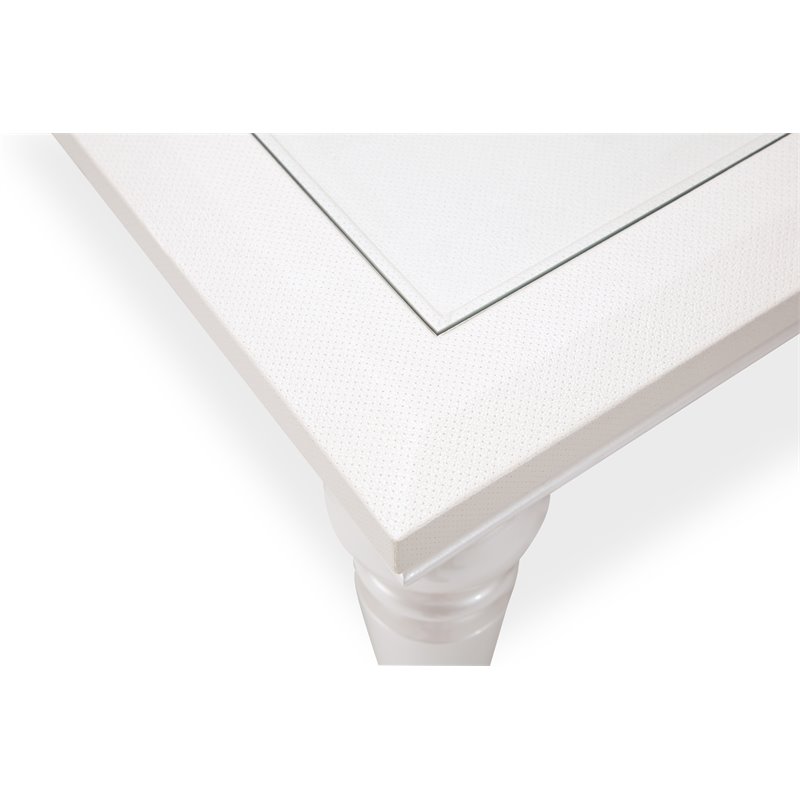 Michael Amini Glimmering Heights Contemporary Wood & Glass Dining Table in Ivory