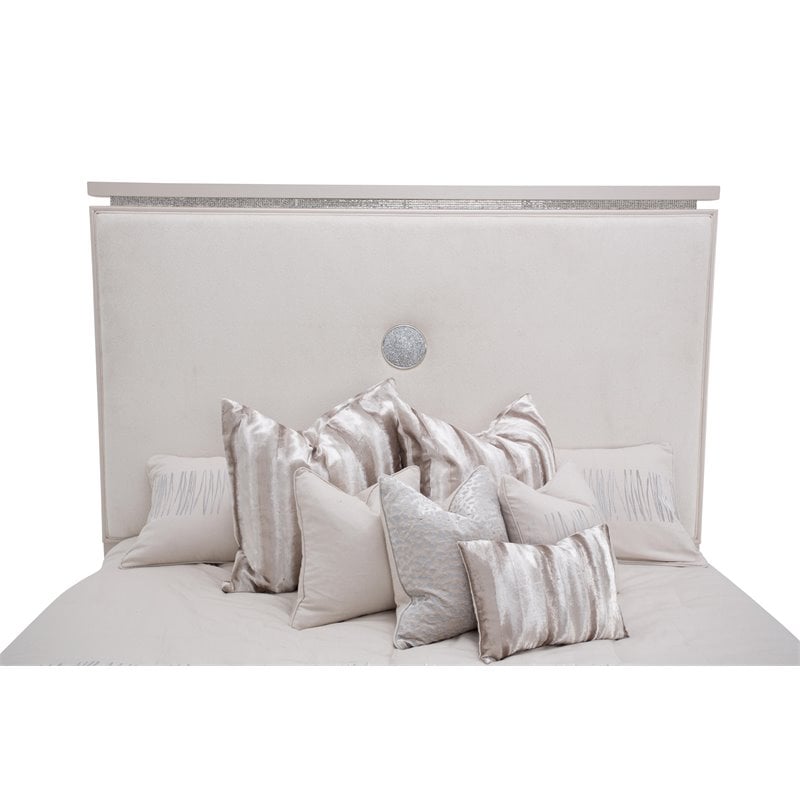 Michael Amini Glimmering Heights Wood Cal King Upholstered Bed in Ivory