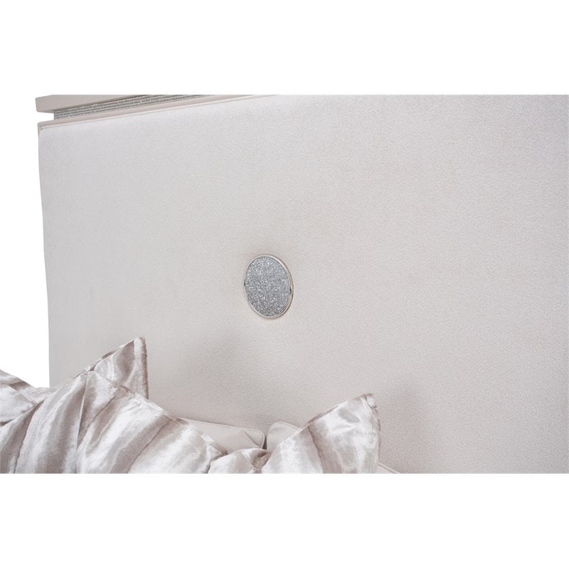 Michael Amini Glimmering Heights Wood Cal King Upholstered Bed in Ivory