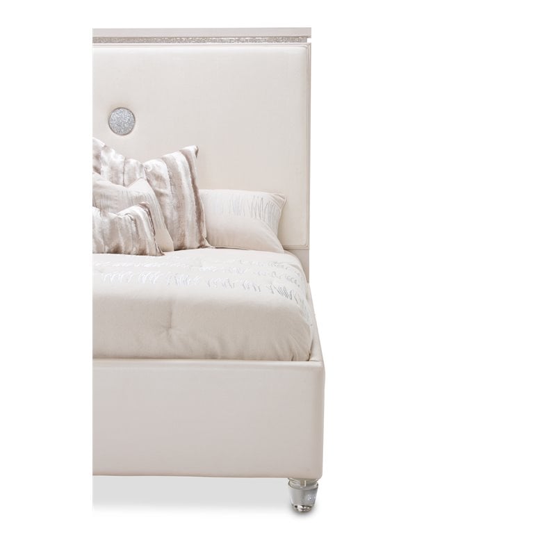 Michael Amini Glimmering Heights Wood Cal King Upholstered Bed in Ivory