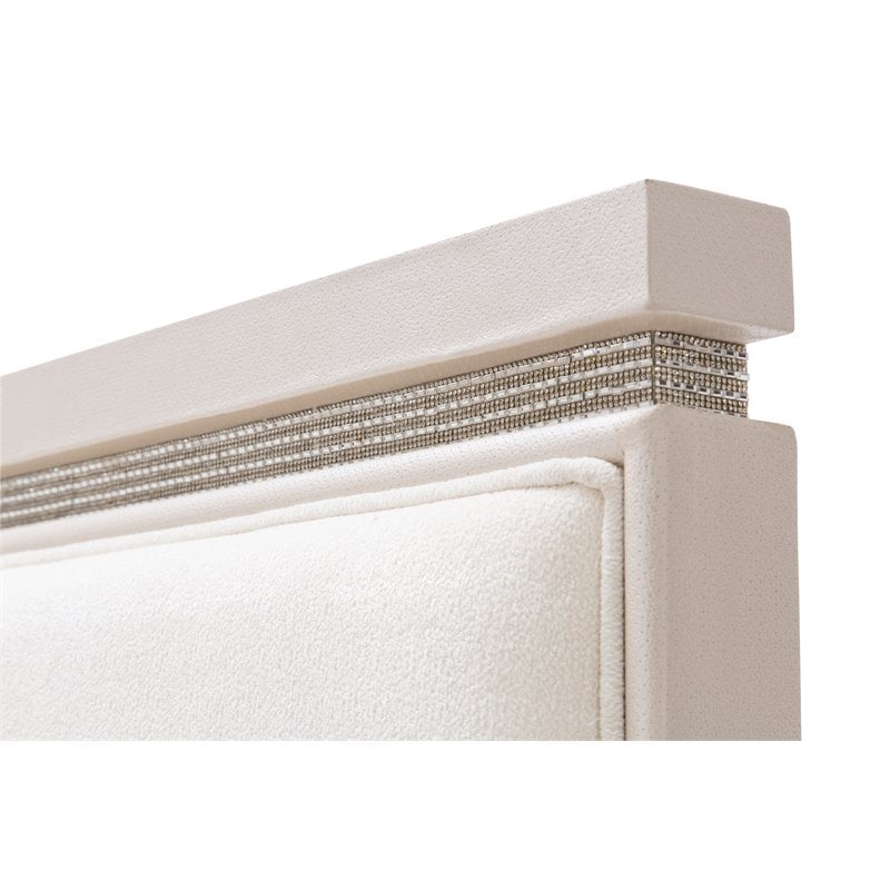 Michael Amini Glimmering Heights Wood Cal King Upholstered Bed in Ivory
