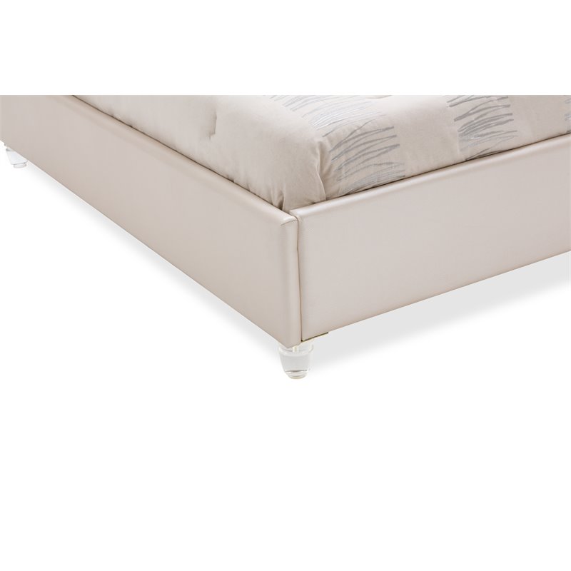 Michael Amini Glimmering Heights Wood Cal King Upholstered Bed in Ivory
