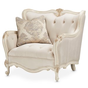michael amini lavelle classic pearl tufted velvet chair & a half in ivory